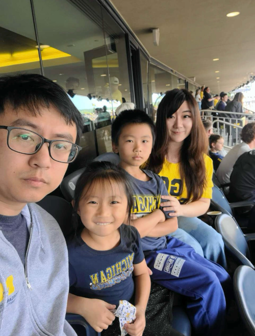 Dr. Jie Luo, with Scarlett, Adam, and Hui Li